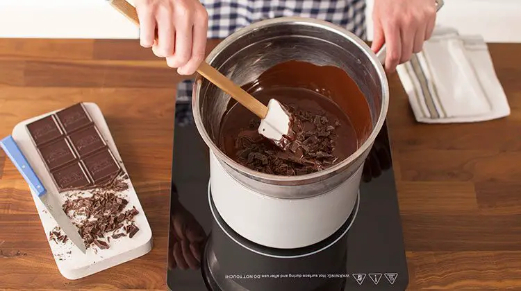 Can chocolate be melted in a plastic bowl over boiling water?